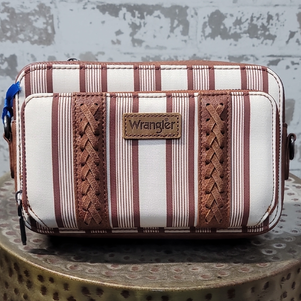 Wrangler Brown and Cream Striped Women's Bag-WG2207-3006BR